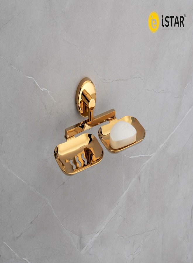 iSTAR Stainless Steel Bathroom Soap Holder/Soap Stand/Soap Dish for Bathroom/Bathroom Accessories Multicolor (Double, Gold) - Image 3